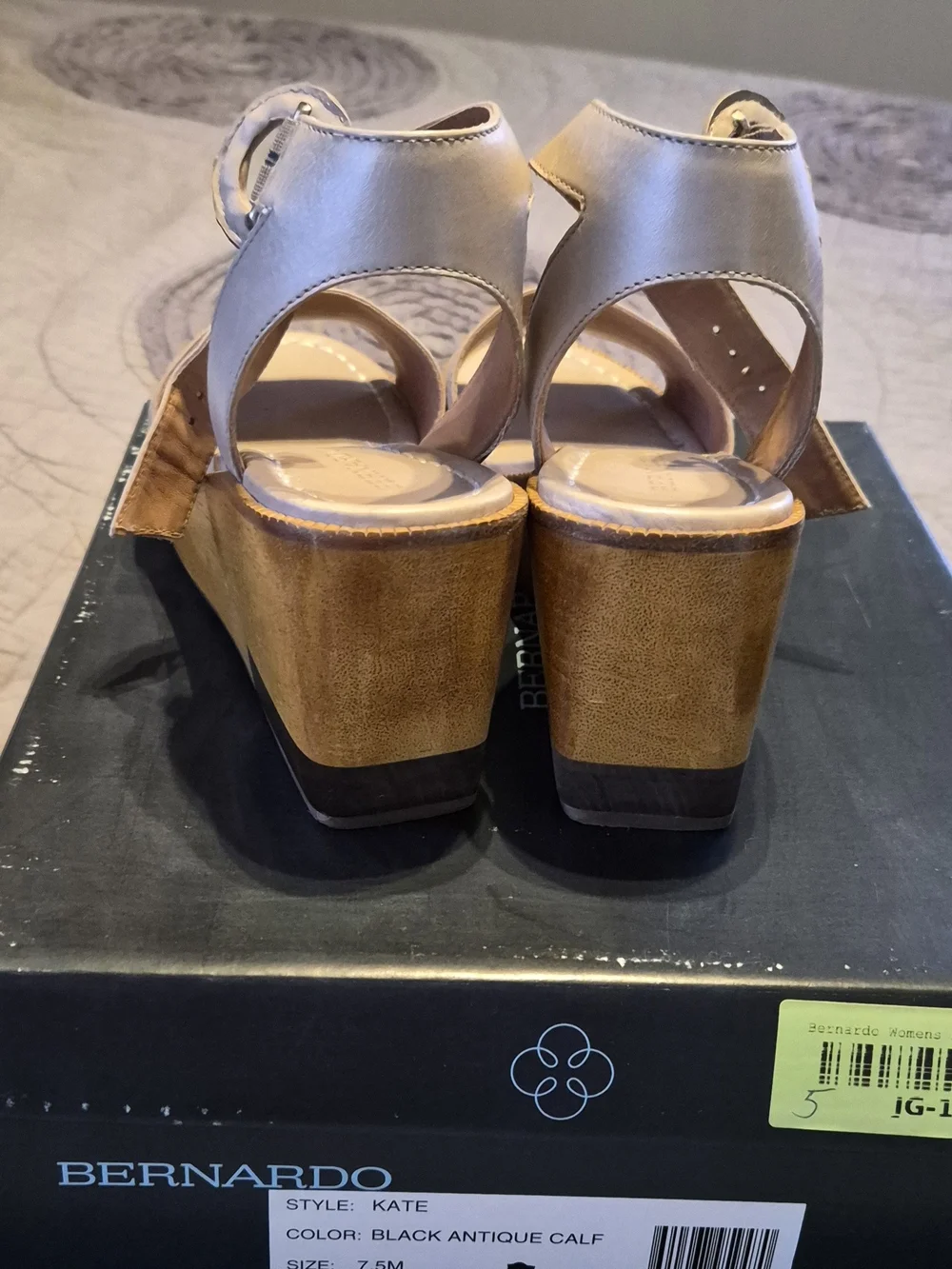 2 Pairs Black & Beige Platform Ankle-Strap Sandals, Wood Platform by Bernardo